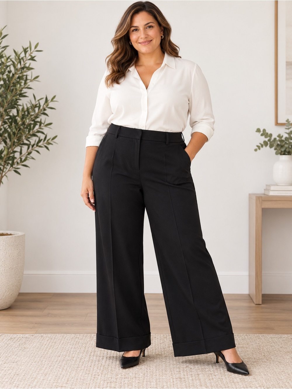NWT Lane Bryant Houston Trouser Wide Leg Pants Black 18P